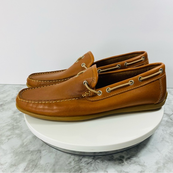 Sandrino Driving Loafers Mens 10.5D Rust Tan Leather Spain Penny Slip On Comfort - Picture 2 of 9